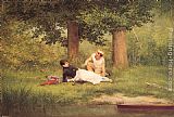 Georges Croegaert Famous Paintings - The Flirtation